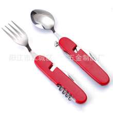 Camping multi-purpose folding knife and fork combination tableware. Tableware. Tableware set SY-FT012 Camping fruit knife multi-opening knife