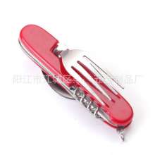 Camping multi-purpose folding knife and fork combination tableware. Tableware. Tableware set SY-FT012 Camping fruit knife multi-opening knife