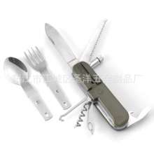 Outdoor multi-function folding stainless steel outdoor tableware cutter. Cutlery. Tableware .SY-FT013 with LED lights multi-purpose survival knife and fork