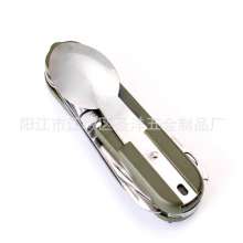 Outdoor multi-function folding stainless steel outdoor tableware cutter. Cutlery. Tableware .SY-FT013 with LED lights multi-purpose survival knife and fork