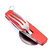 Portable cutlery. Tableware. Cutlery SY-FT014 Multifunctional folding fork and spoon combination. Outdoor travel tableware Swiss knife gift knife