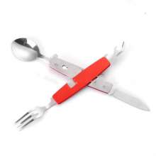 Portable cutlery. Tableware. Cutlery SY-FT014 Multifunctional folding fork and spoon combination. Outdoor travel tableware Swiss knife gift knife