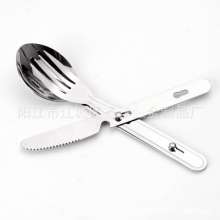 Cutlery spoon set stainless steel cutlery three piece set . SY-FT017 removable portable tableware. Camping outdoor tableware