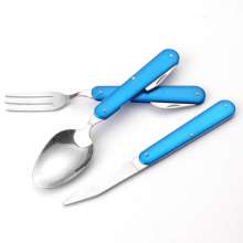 Outdoor camping multi-function folding western cutlery. Tableware. Spoon. SY-FT019 stainless steel cutlery steak knife spoon. Portable tableware