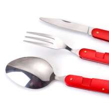 Outdoor camping multi-function folding western cutlery. Tableware. Spoon. SY-FT019 stainless steel cutlery steak knife spoon. Portable tableware