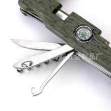 9 open light multi-function combination multi-purpose tool tableware. Tableware. Fork. Knife. Outdoor camping folding knife and fork spoon Knife .SY-FT020