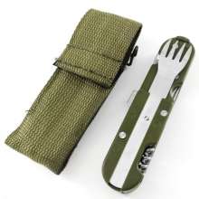 Multi-purpose camping knives . Fork . Knife. SY-FT035 folding knife and fork spoon. Army color knife and fork combination. Portable tableware
