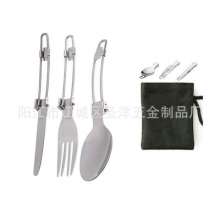 Spot stainless steel cutlery knife spoon set of three. Knives and forks. Tableware. Camping folding knife and fork spoon portable tableware outdoor cutlery set