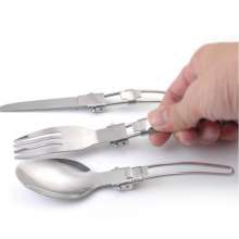 Spot stainless steel cutlery knife spoon set of three. Knives and forks. Tableware. Camping folding knife and fork spoon portable tableware outdoor cutlery set