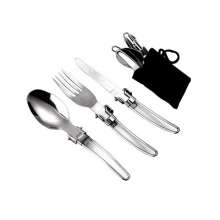 Spot stainless steel cutlery knife spoon set of three. Knives and forks. Tableware. Camping folding knife and fork spoon portable tableware outdoor cutlery set