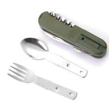 Portable tableware outdoor tableware. Tableware. Fork. Knife. Camping folding knife and fork combination tableware. Multi-function folding tableware three-piece