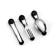 Folding fork and spoon combination. Fork. Knife. Plastic three-open steak knife. Disassembly tableware camping tableware
