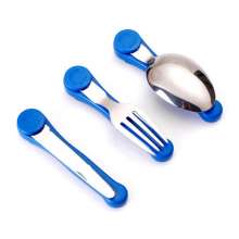 Folding fork and spoon combination. Fork. Knife. Plastic three-open steak knife. Disassembly tableware camping tableware