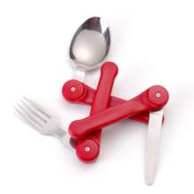 Folding fork and spoon combination. Fork. Knife. Plastic three-open steak knife. Disassembly tableware camping tableware