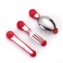 Folding fork and spoon combination. Fork. Knife. Plastic three-open steak knife. Disassembly tableware camping tableware