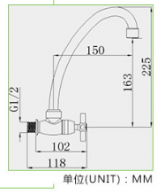 [New listing] kitchen sink faucet horizontal ABS plastic plating hot and cold water faucet KF-5001