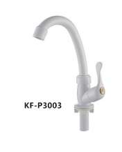 Factory direct ABS plastic kitchen faucet vertical 240mm porcelain white single cold sink faucet wholesale