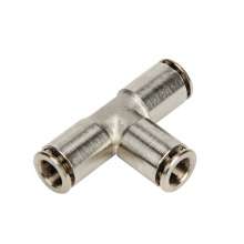 Stainless steel quick connector Quick plug connector copper nickel plated joint quick connector high quality T-type three-way PE
