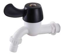 Factory direct porcelain white ABS plastic short faucet Bathroom machine mouth washing machine faucet hand dial single cold faucet glue faucet, plastic faucet