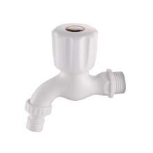 Factory direct porcelain white ABS plastic short faucet Bathroom machine mouth washing machine faucet hand dial single cold faucet glue faucet, plastic faucet