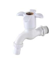 Factory direct porcelain white ABS plastic short faucet Bathroom machine mouth washing machine faucet hand dial single cold faucet glue faucet, plastic faucet