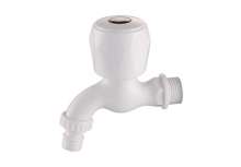 Factory direct porcelain white ABS plastic short faucet Bathroom machine mouth washing machine faucet hand dial single cold faucet glue faucet, plastic faucet