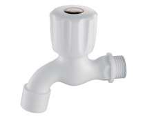 Factory direct porcelain white ABS plastic faucet short hand dial net single cold washing machine faucet wash basin faucet, glue faucet, plastic faucet