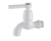 Factory direct porcelain white ABS plastic faucet short hand dial net single cold washing machine faucet wash basin faucet, glue faucet, plastic faucet