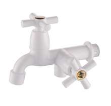 Factory direct porcelain white ABS plastic mixing faucet flower wheel double mesh mouth multi-function kitchen faucet wholesale glue faucet
