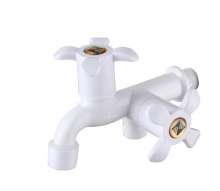 Factory direct porcelain white ABS plastic mixing faucet flower wheel double mesh mouth multi-function kitchen faucet wholesale glue faucet