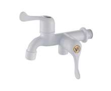 Factory direct porcelain white ABS plastic mixing faucet flower wheel double mesh mouth multi-function kitchen faucet wholesale glue faucet