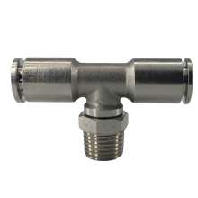304 stainless steel full copper trachea quick-connect connector T-type with external thread tee PB8-02/6-01 pneumatic fast