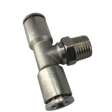 304 stainless steel full copper trachea quick-connect connector T-type with external thread tee PB8-02/6-01 pneumatic fast