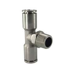 304 stainless steel full copper trachea quick-connect connector T-type with external thread tee PB8-02/6-01 pneumatic fast
