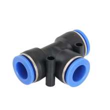 Pneumatic components, gas pipe joints, plastic quick-connect quick connector, T-type three-way PE-4/6/8/10/12/14/16