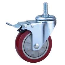 Medium-sized screw universal wheel flat brake Industrial caster Polyurethane Universal moving wheel Jujube foot Wheel Load bearing 75KG-150KG