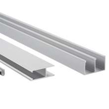Glass sliding door track. Track. Aluminum strips. Glass rails. Three sets of bookcase slide chutes. Glass rails