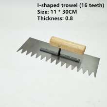 I-shaped trowel with 16 teeth, toothed trowel, square toothed trowel, squared trowel, toothed pusher, trowel 11 * 30CM