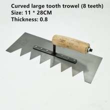 Curved large tooth trowel 8 teeth with tooth trowel square tooth trowel square tooth trowel with tooth push knife trowel 11 * 28CM