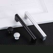 Black aluminum alloy handle, cabinet handle, wardrobe door handle, shoe cabinet handle, furniture handle accessories, modern minimalist hardware handle, European-style furniture handle, furniture acce