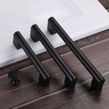 Black aluminum alloy handle, cabinet handle, wardrobe door handle, shoe cabinet handle, furniture handle accessories, modern minimalist hardware handle, European-style furniture handle, furniture acce