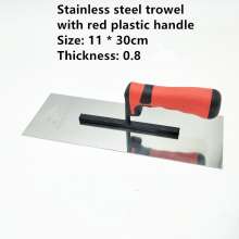 Stainless steel trowel with red plastic handle Bricklayer Square trowel Bricklayer trowel Large trowel finishing Long stainless steel trowel Putty