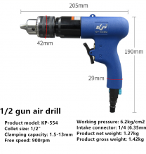 1/2 gun air drill 13mm pneumatic pistol drill positive and negative air drill industrial grade pneumatic drill hole machine KP-554N