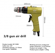 KBA 10mm Pneumatic Pistol Drilling Pneumatic Drill   Air Drill 3/8 Pneumatic Drilling Tools Wind Drill KP-550N