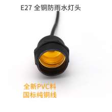 One-piece injection molding national standard pure copper 2 core 0.5 square waterproof lamp holder E27 screw port dedicated lamp holder