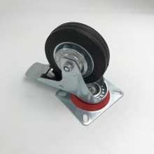 Rubber industrial caster caster caster caster single brake directional wheel industrial caster movable wheel screw low gravity furniture caster wheel