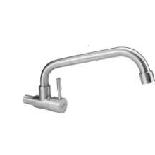 Single cold water faucet. Washbasin faucet. Kitchen faucet into wall faucet. Horizontal low-bend faucet