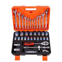 Factory direct sales of Hufeng chrome vanadium steel 37-piece auto repair set. hardware tools . Ratchet wrench set for tool blue belt auto repair