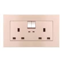 Champagne gold British switch square plug socket 86 type British square foot square hole switch socket panel 13A British standard socket British standard socket British socket 13A square foot plug