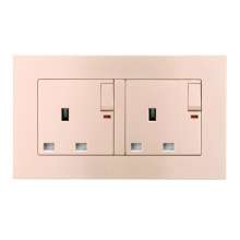 Champagne gold British switch square plug socket 86 type British square foot square hole switch socket panel 13A British standard socket British standard socket British socket 13A square foot plug